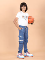 SKY BLUE 4 WAY LYCRA CARGO PANT