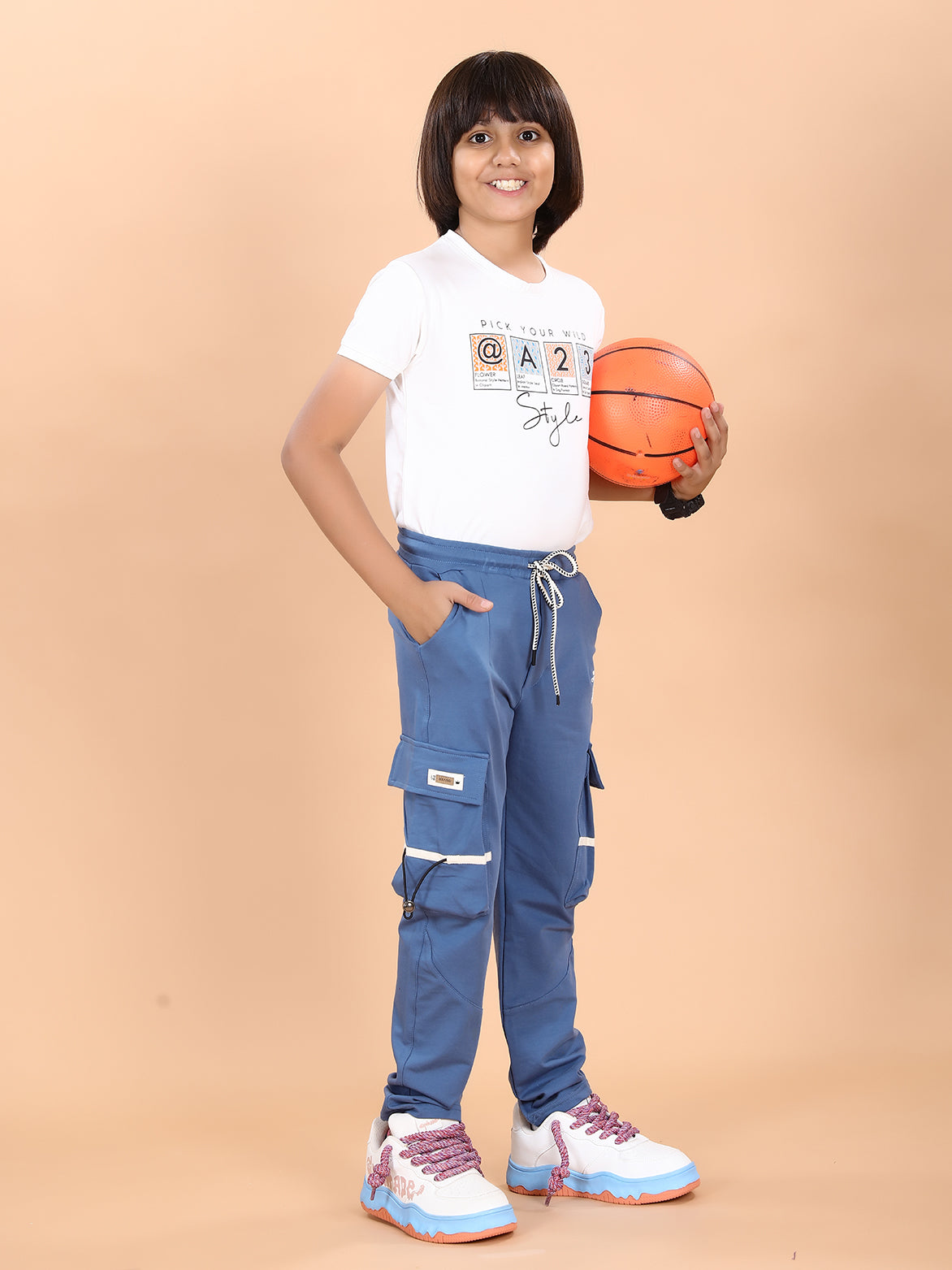 SKY BLUE 4 WAY LYCRA CARGO PANT