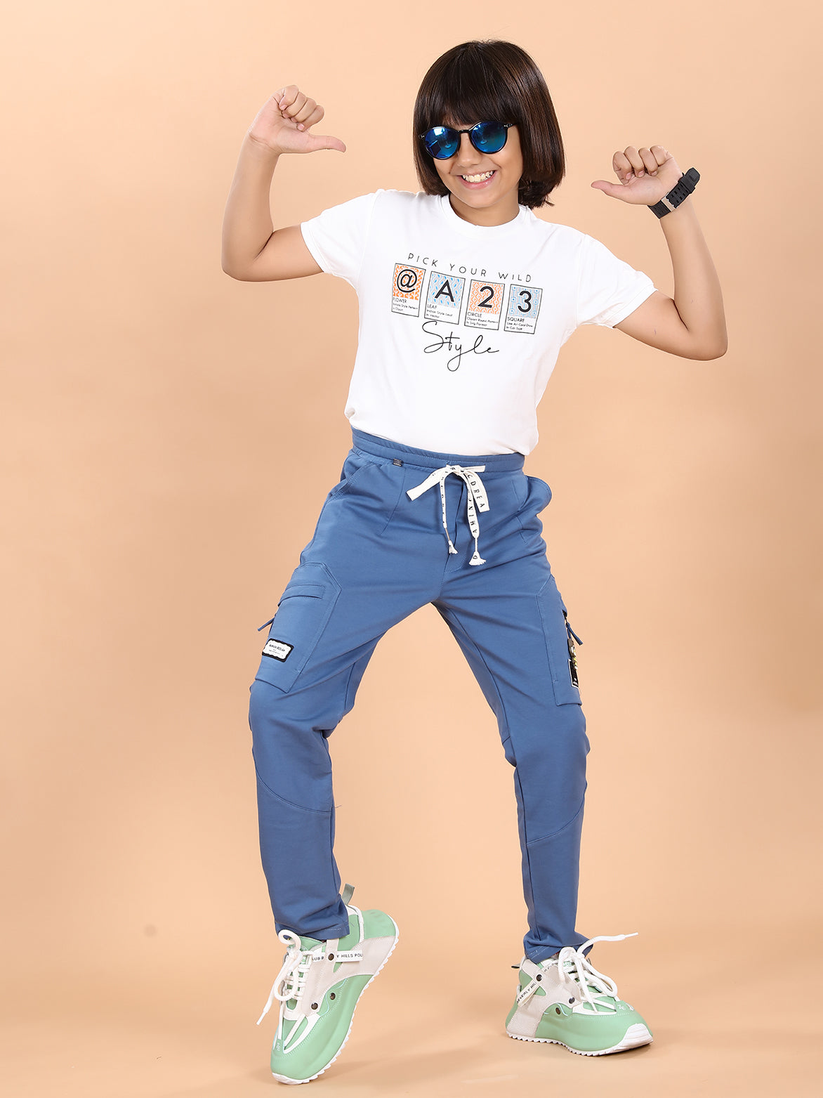 SKY BLUE 4 WAY LYCRA CARGO PANT