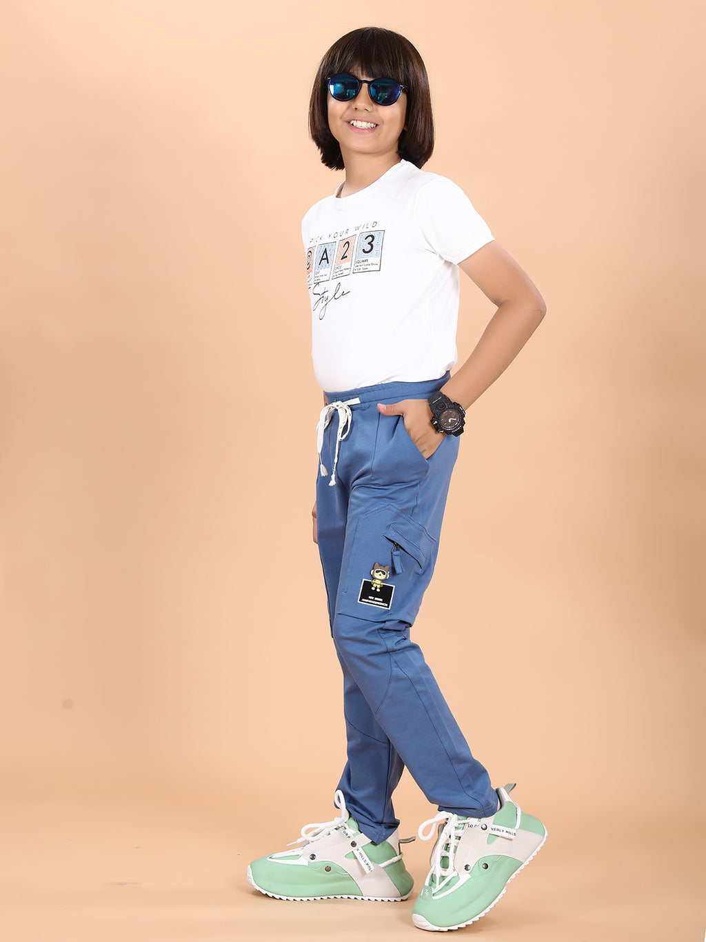 SKY BLUE 4 WAY LYCRA CARGO PANT