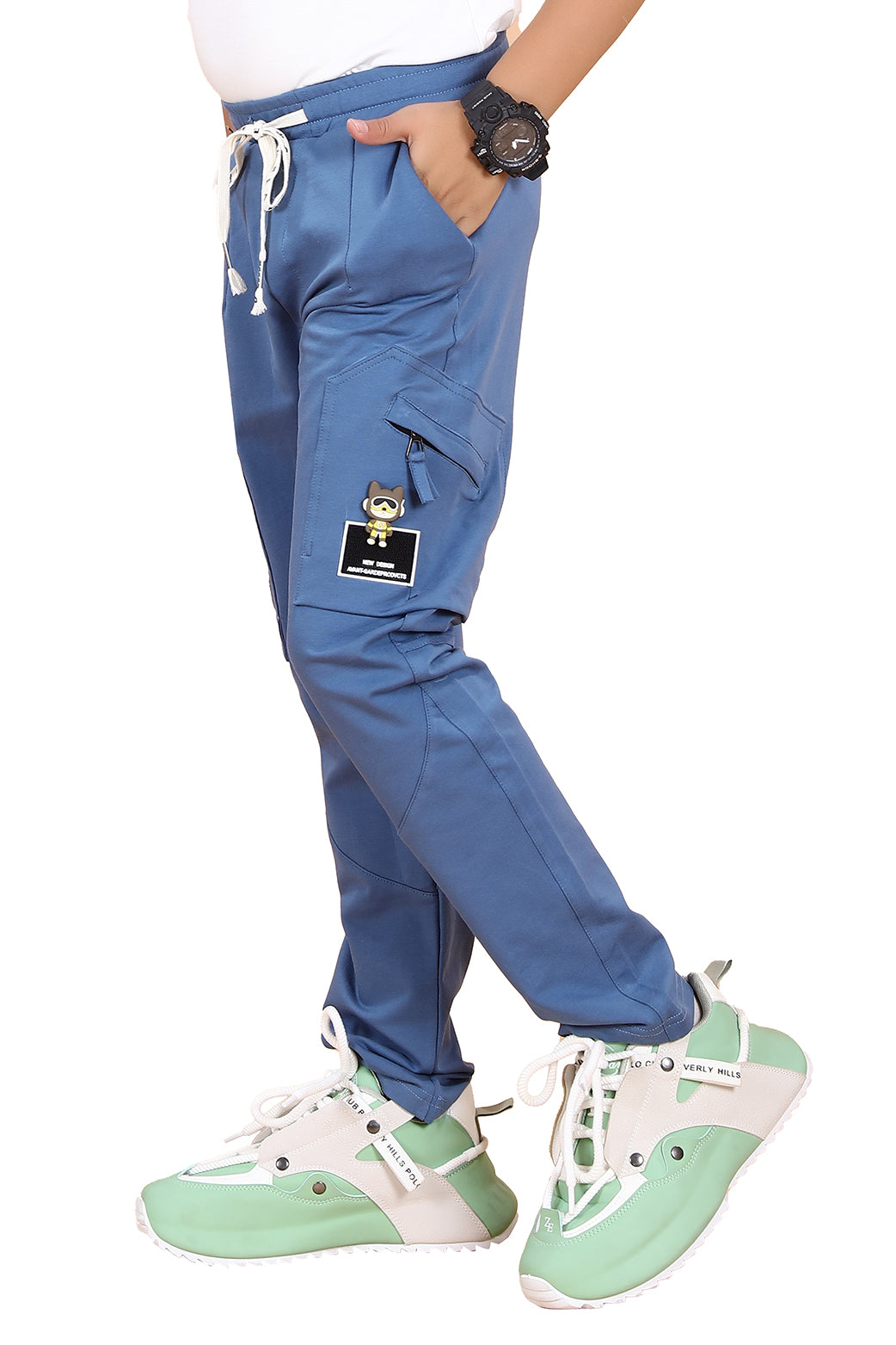 SKY BLUE 4 WAY LYCRA CARGO PANT