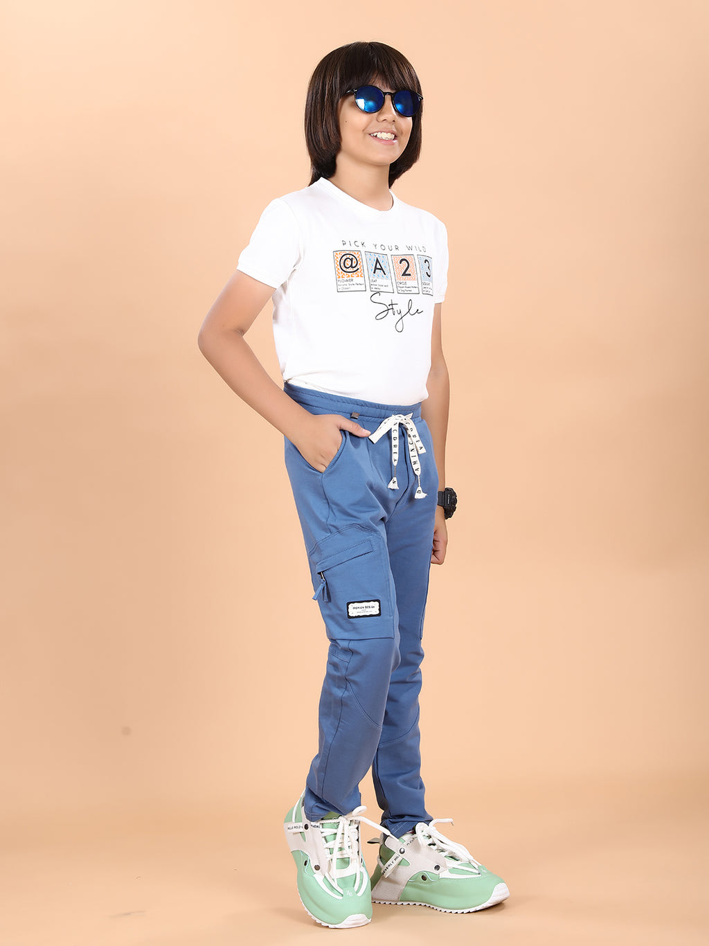 SKY BLUE 4 WAY LYCRA CARGO PANT