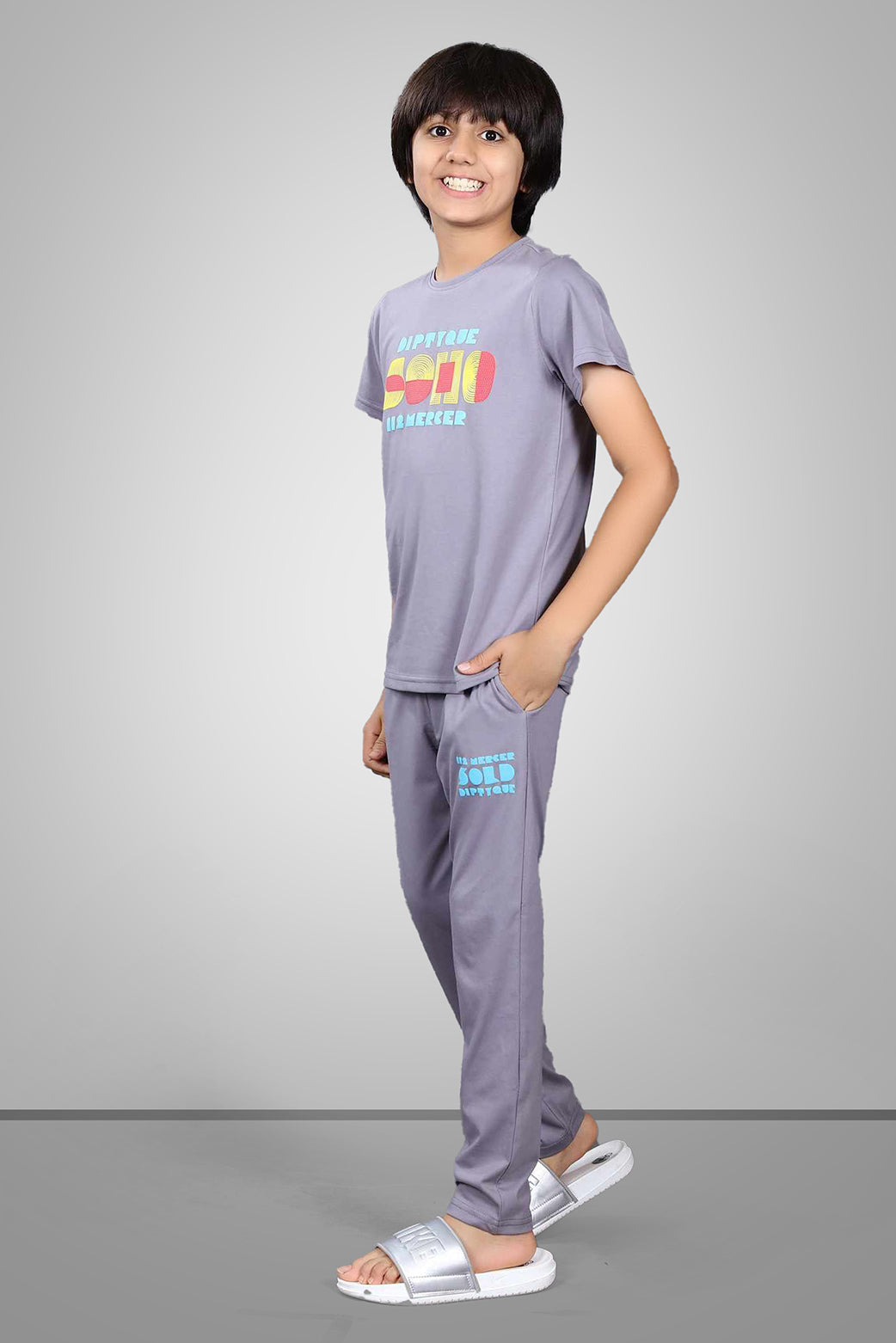 GREY BIOGOLD FABRIC - LIGHTWEIGHT - STYLISH FULL PANT SET