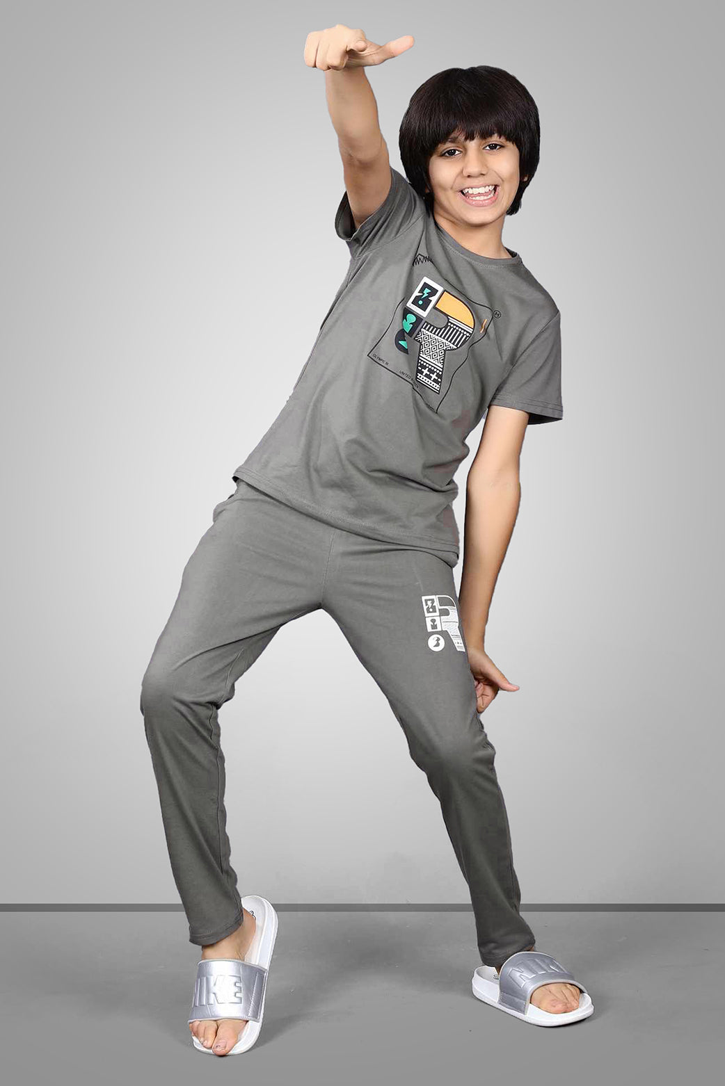 DARK GREY BIOGOLD FABRIC - LIGHTWEIGHT - STYLISH FULL PANT SET