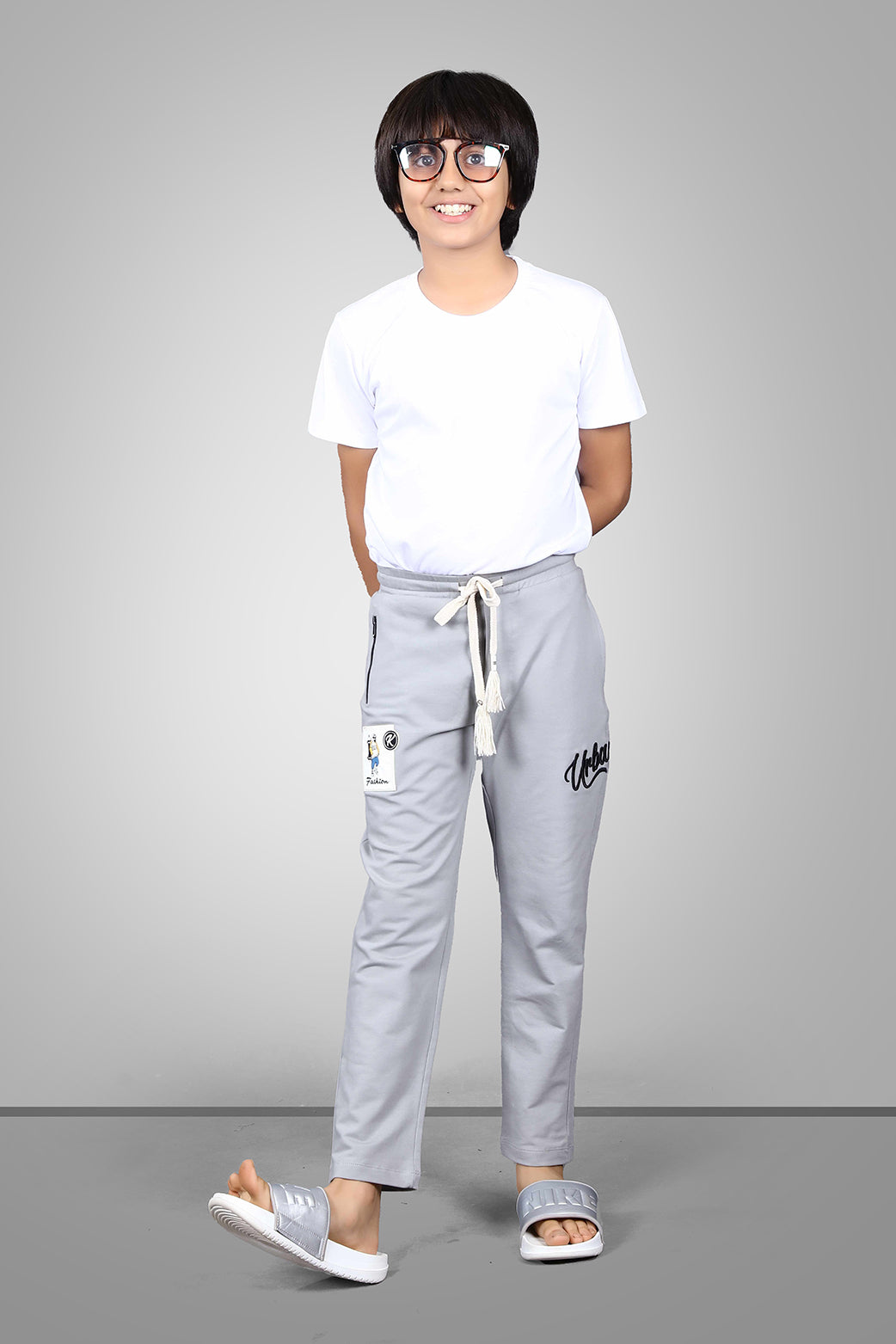 LIGHT GREY FOUR WAY LYCRA  TRACKPANT