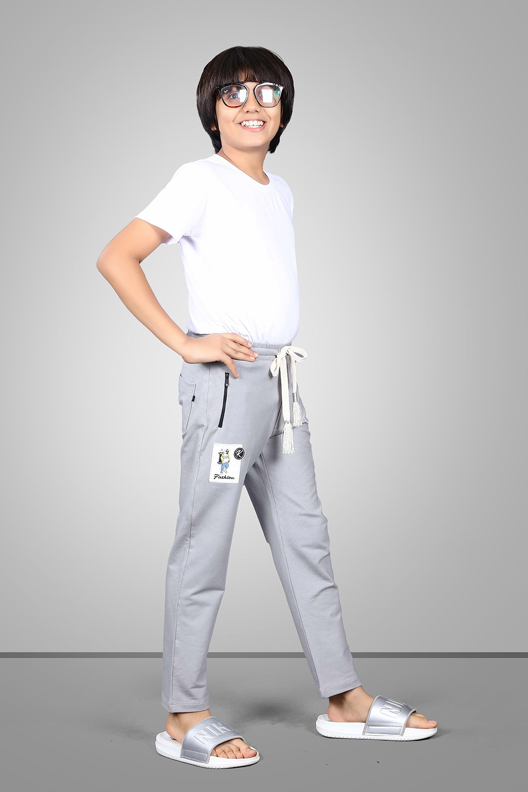LIGHT GREY FOUR WAY LYCRA  TRACKPANT