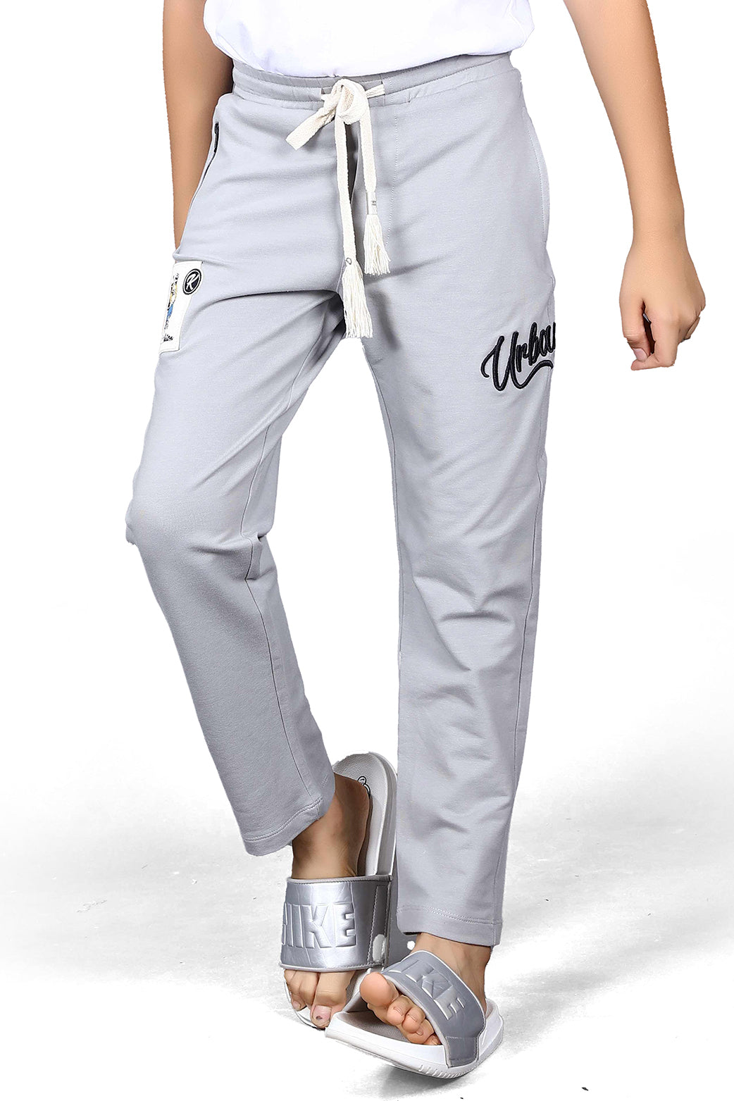 LIGHT GREY FOUR WAY LYCRA  TRACKPANT