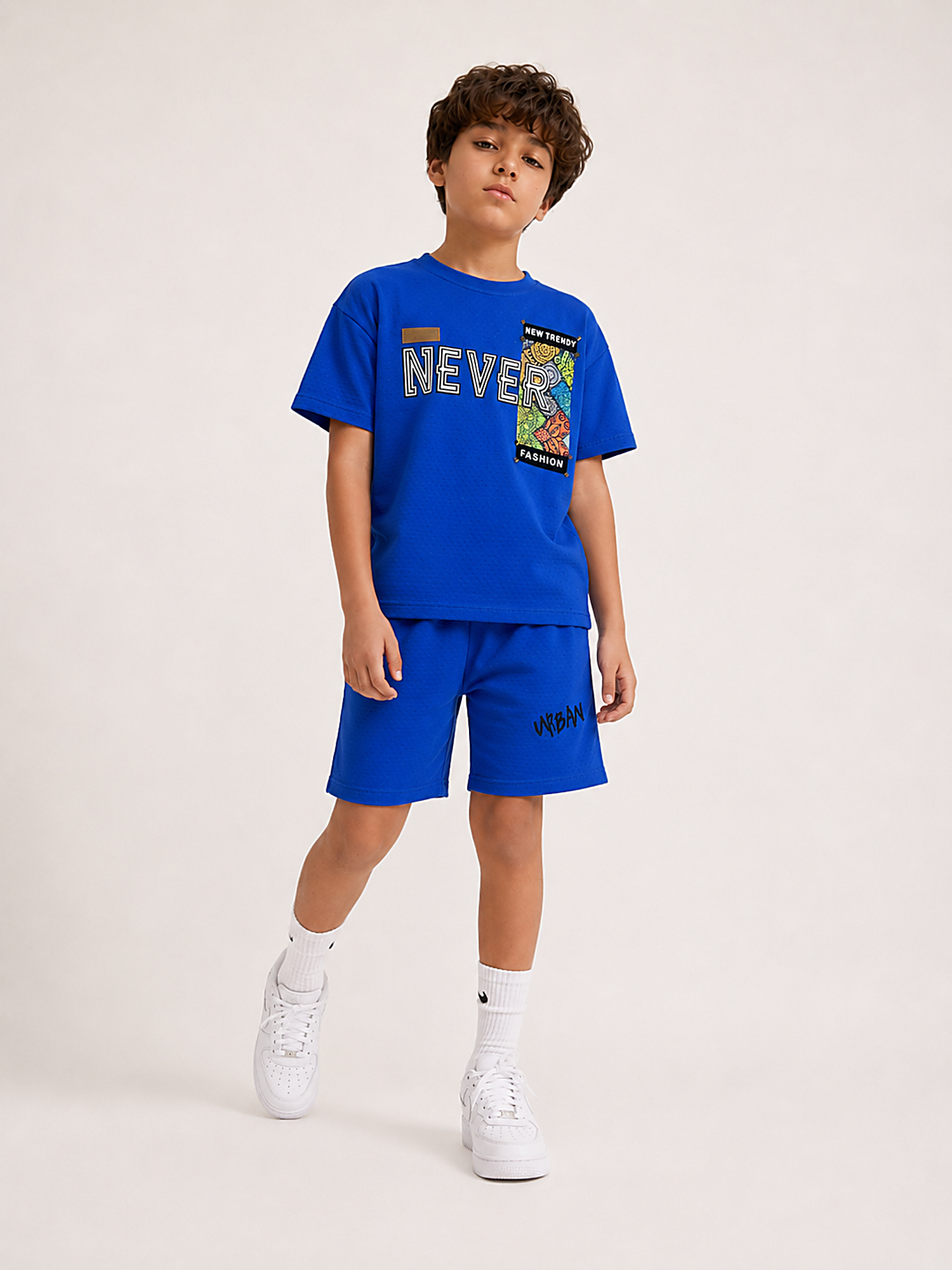 Royal Blue Teen Style Shorts Co-Ord Set