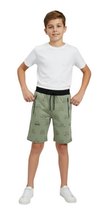 PISTA LYCRA PRINT SHORTS WITH 2 SIDE ZIPPERS