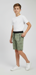 PISTA LYCRA PRINT SHORTS WITH 2 SIDE ZIPPERS