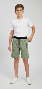PISTA LYCRA PRINT SHORTS WITH 2 SIDE ZIPPERS
