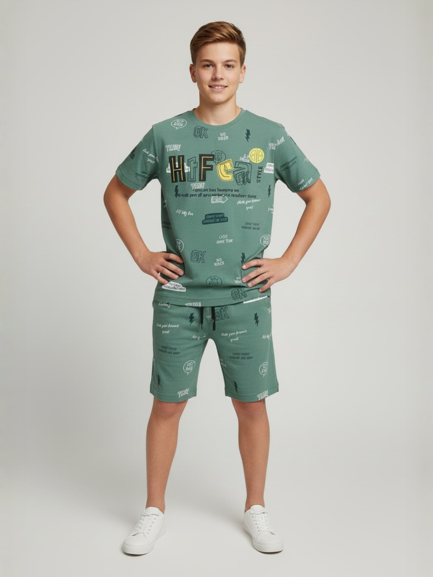 LIGHT GREEN CO ORD SET SHORTS