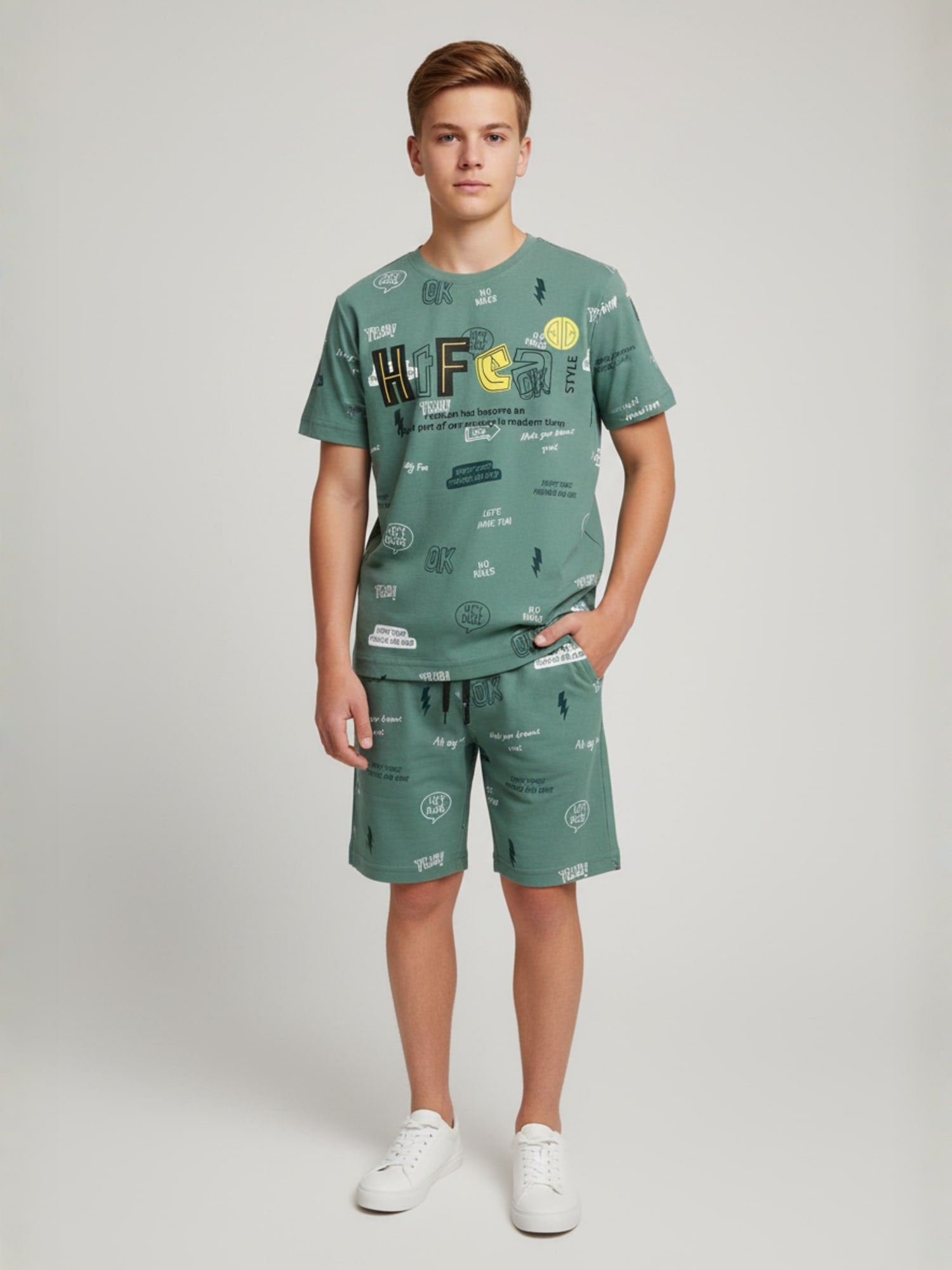 LIGHT GREEN CO ORD SET SHORTS