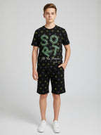 BLACK CO ORD SET SHORTS