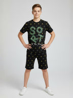 BLACK CO ORD SET SHORTS