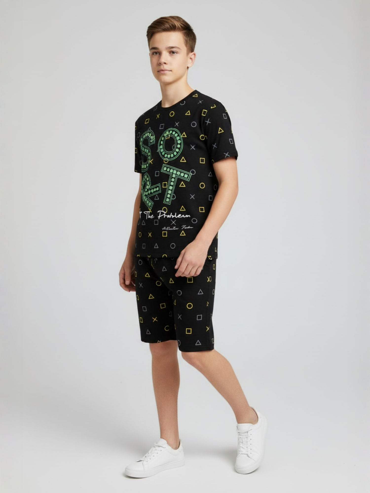BLACK CO ORD SET SHORTS