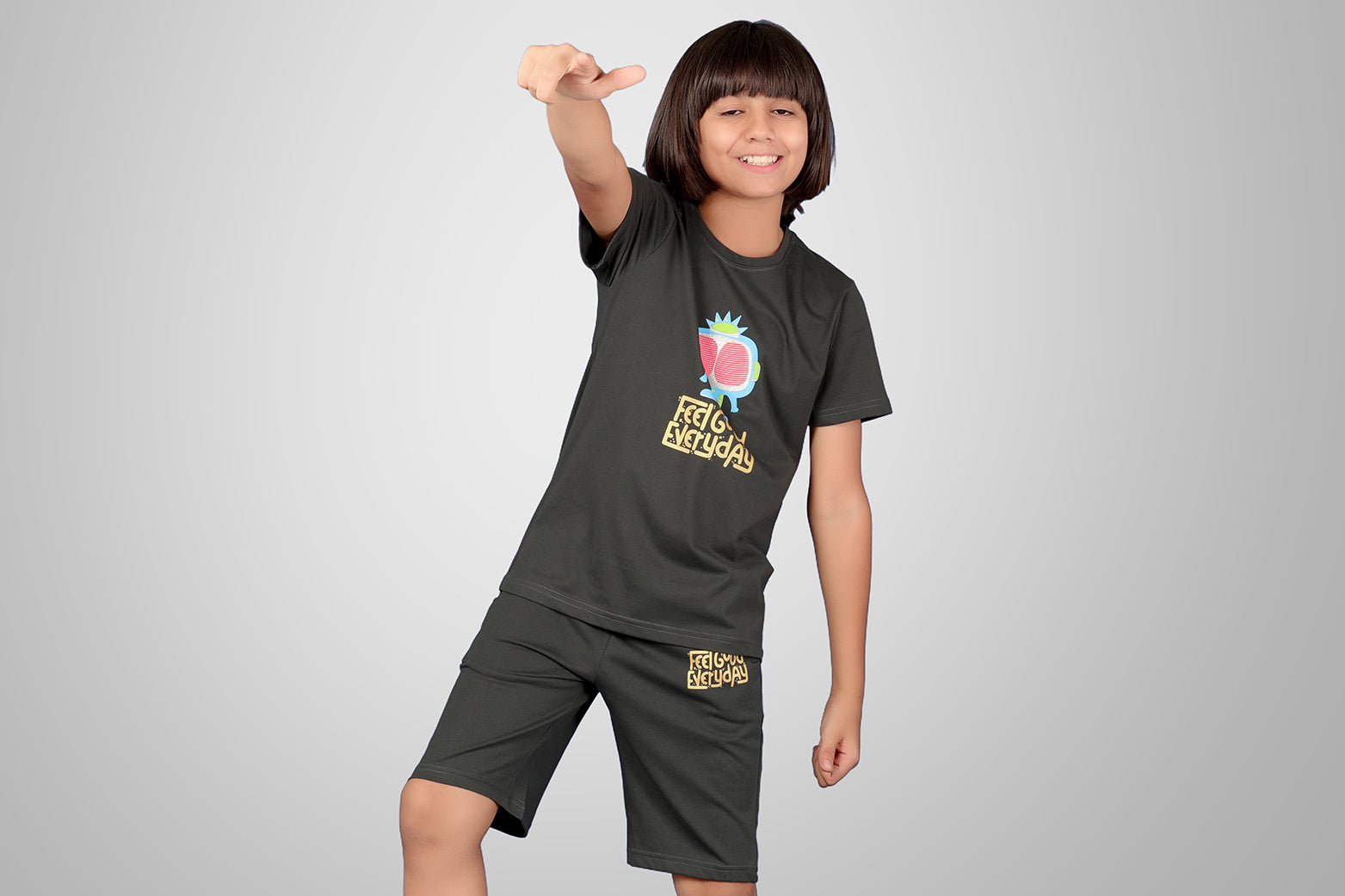 DARK GREY CO ORD SET SHORTS