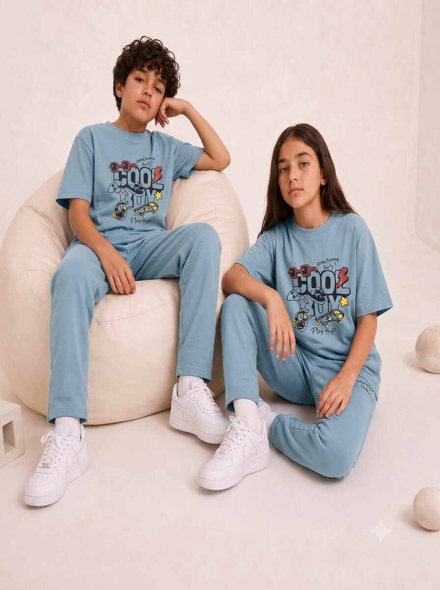 TEAL BIOGOLD FABRIC - LIGHTWEIGHT - STYLISH FULL PANT SET