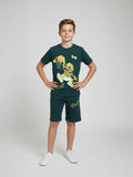 GREEN POP STYLE  SHORTS CO-ORDS SET