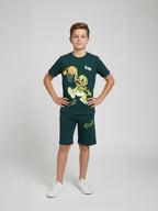 GREEN POP STYLE  SHORTS CO-ORDS SET