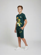 GREEN POP STYLE  SHORTS CO-ORDS SET