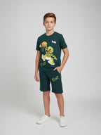 GREEN POP STYLE  SHORTS CO-ORDS SET