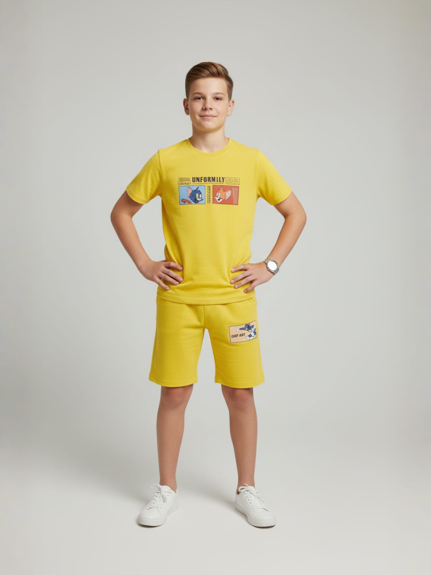 Yellow Teen Style Shorts Co-Ord Set