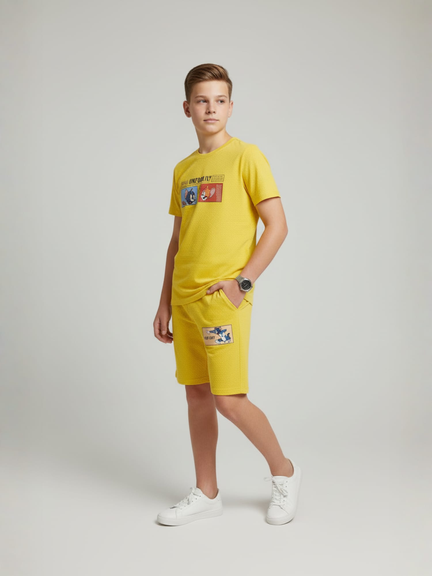 Yellow Teen Style Shorts Co-Ord Set