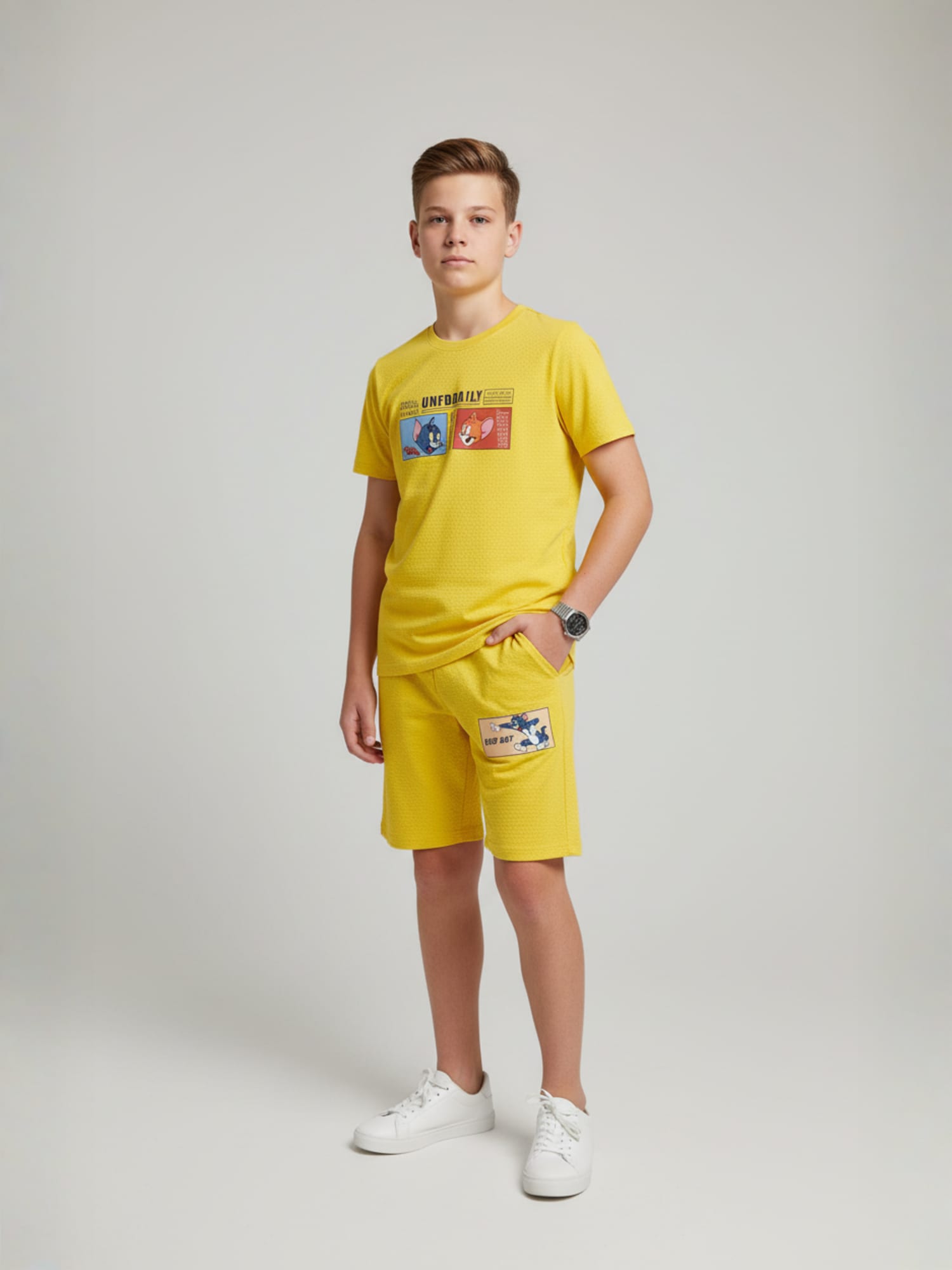 Yellow Teen Style Shorts Co-Ord Set