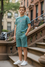 TEAL YOUTH TREND SHORTS CO-ORD SET