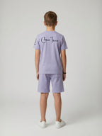 PURPLE YOUTH TREND SHORTS CO-ORD SET