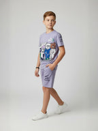 PURPLE YOUTH TREND SHORTS CO-ORD SET