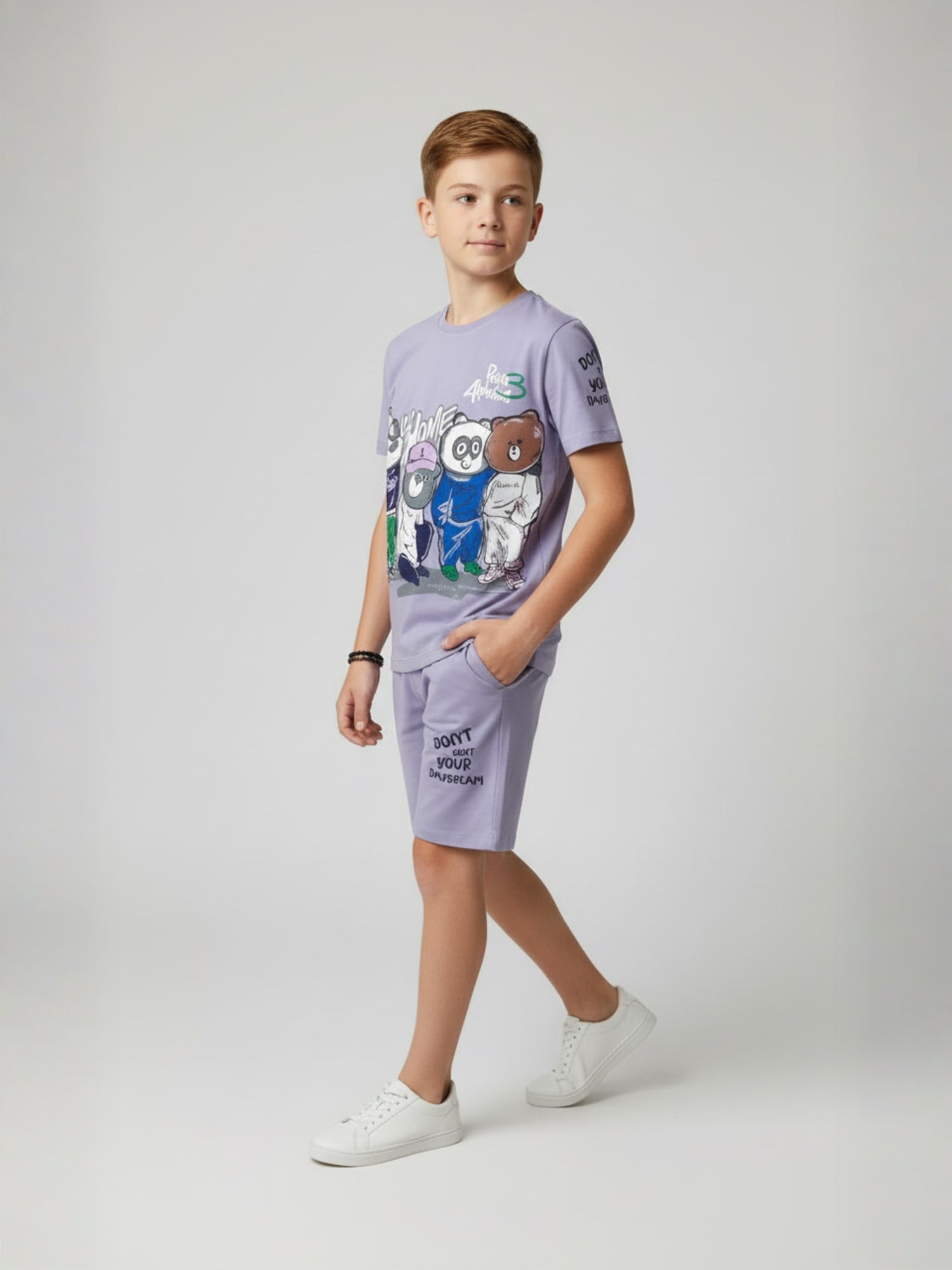 PURPLE YOUTH TREND SHORTS CO-ORD SET