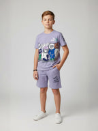 PURPLE YOUTH TREND SHORTS CO-ORD SET