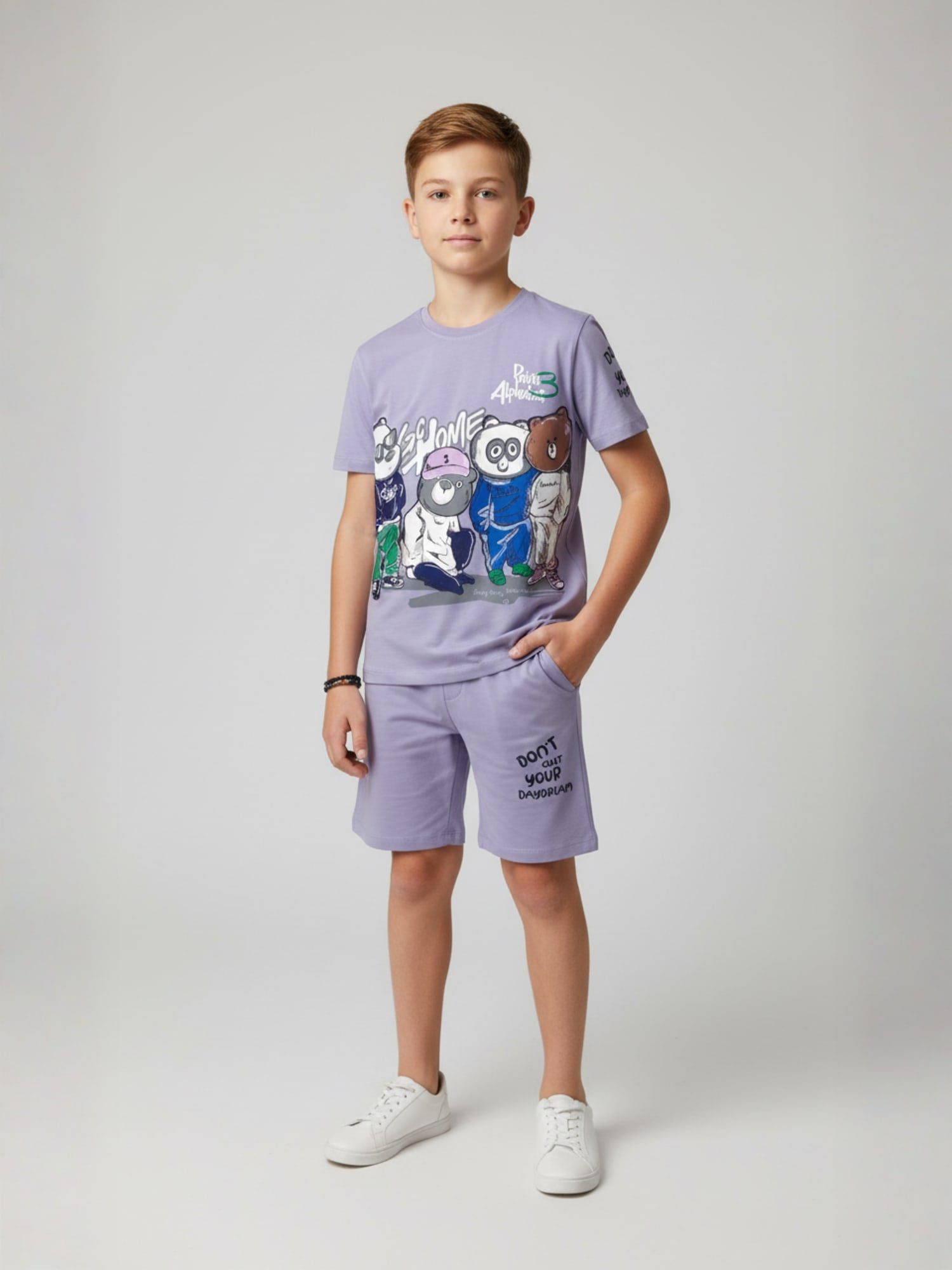 PURPLE YOUTH TREND SHORTS CO-ORD SET