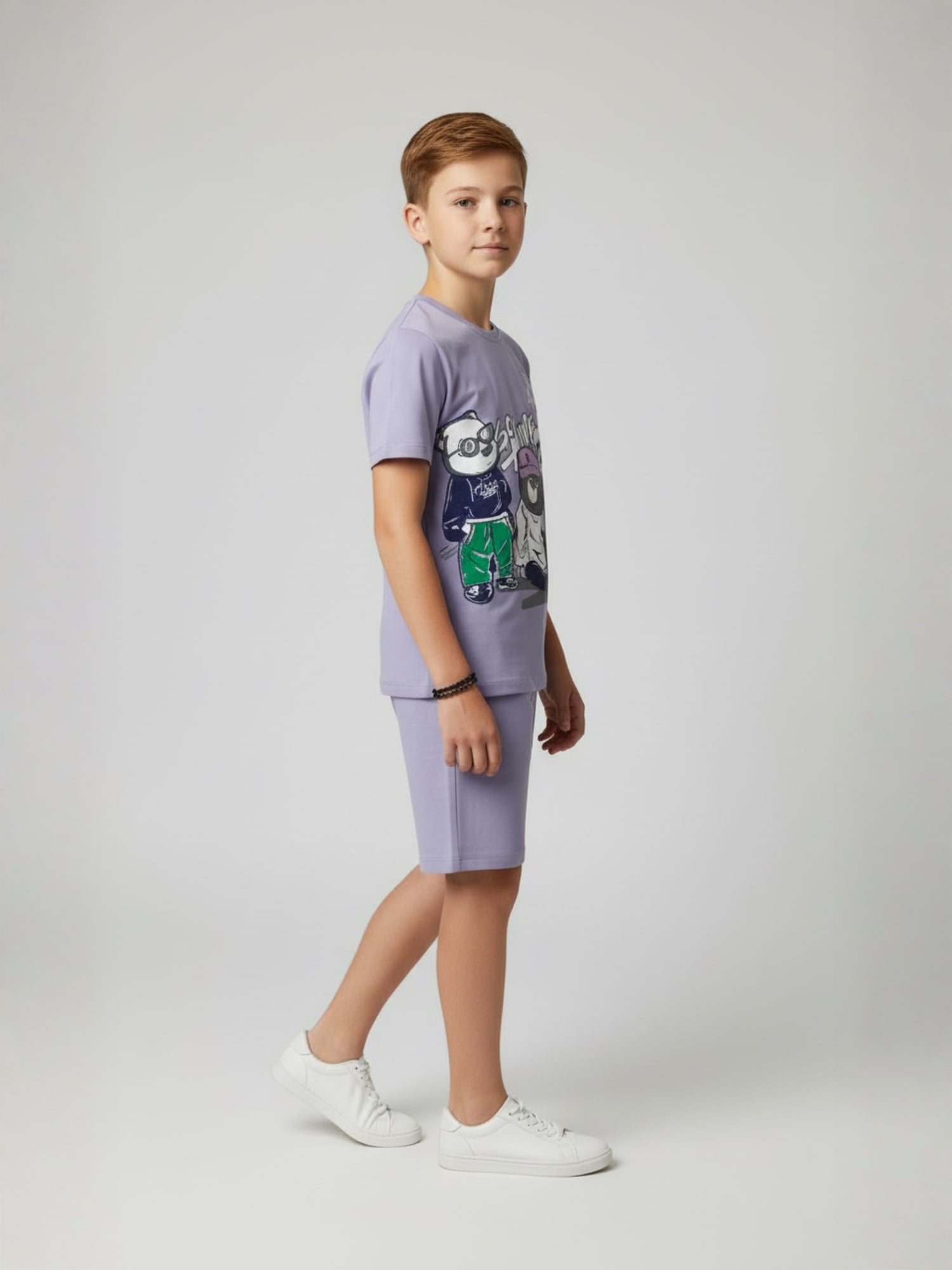 PURPLE YOUTH TREND SHORTS CO-ORD SET