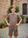 BROWN YOUTH TREND SHORTS CO-ORD SET