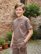 BROWN YOUTH TREND SHORTS CO-ORD SET