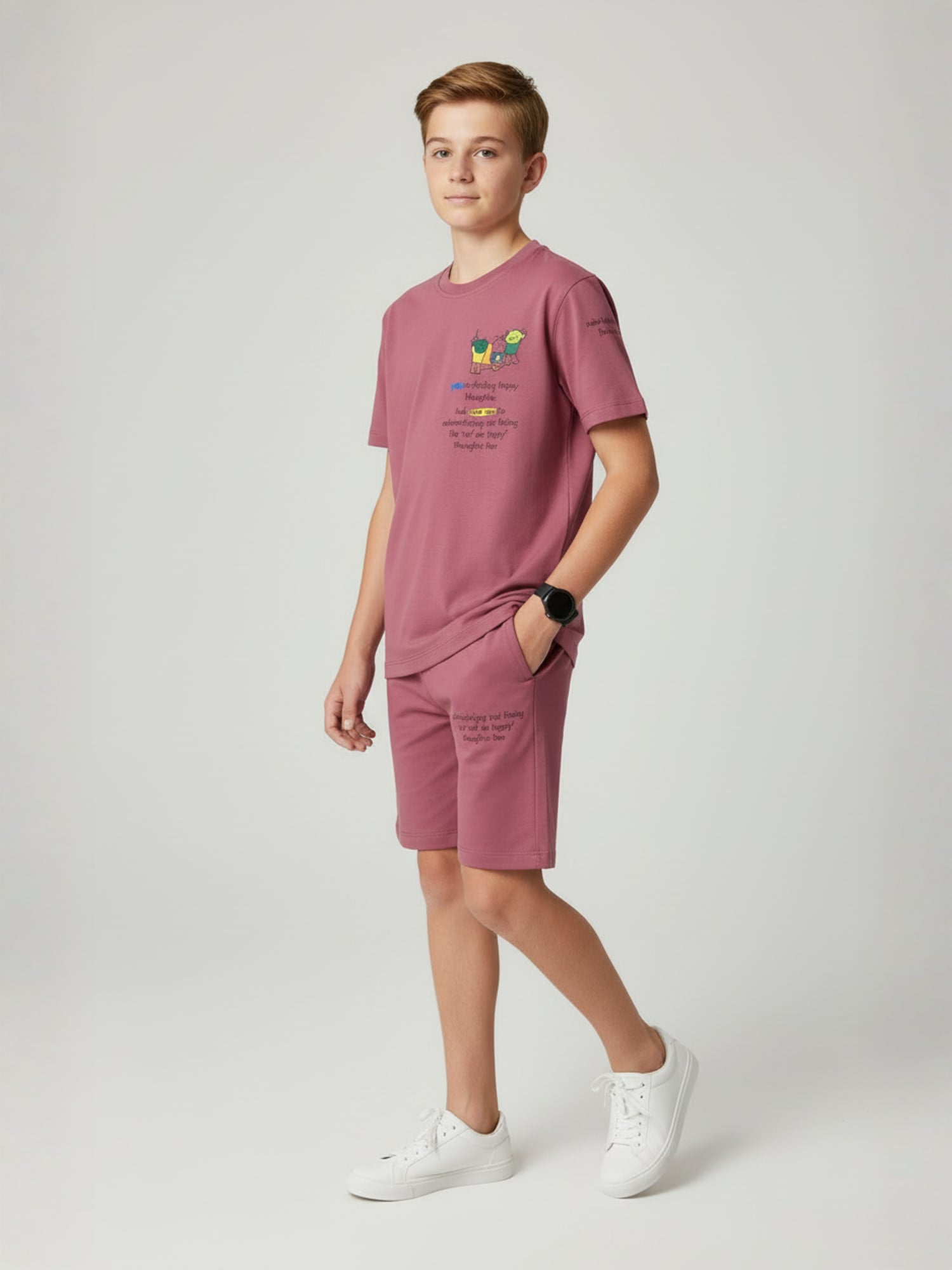 STEEL BLUE YOUTH TREND SHORTS CO-ORD SET