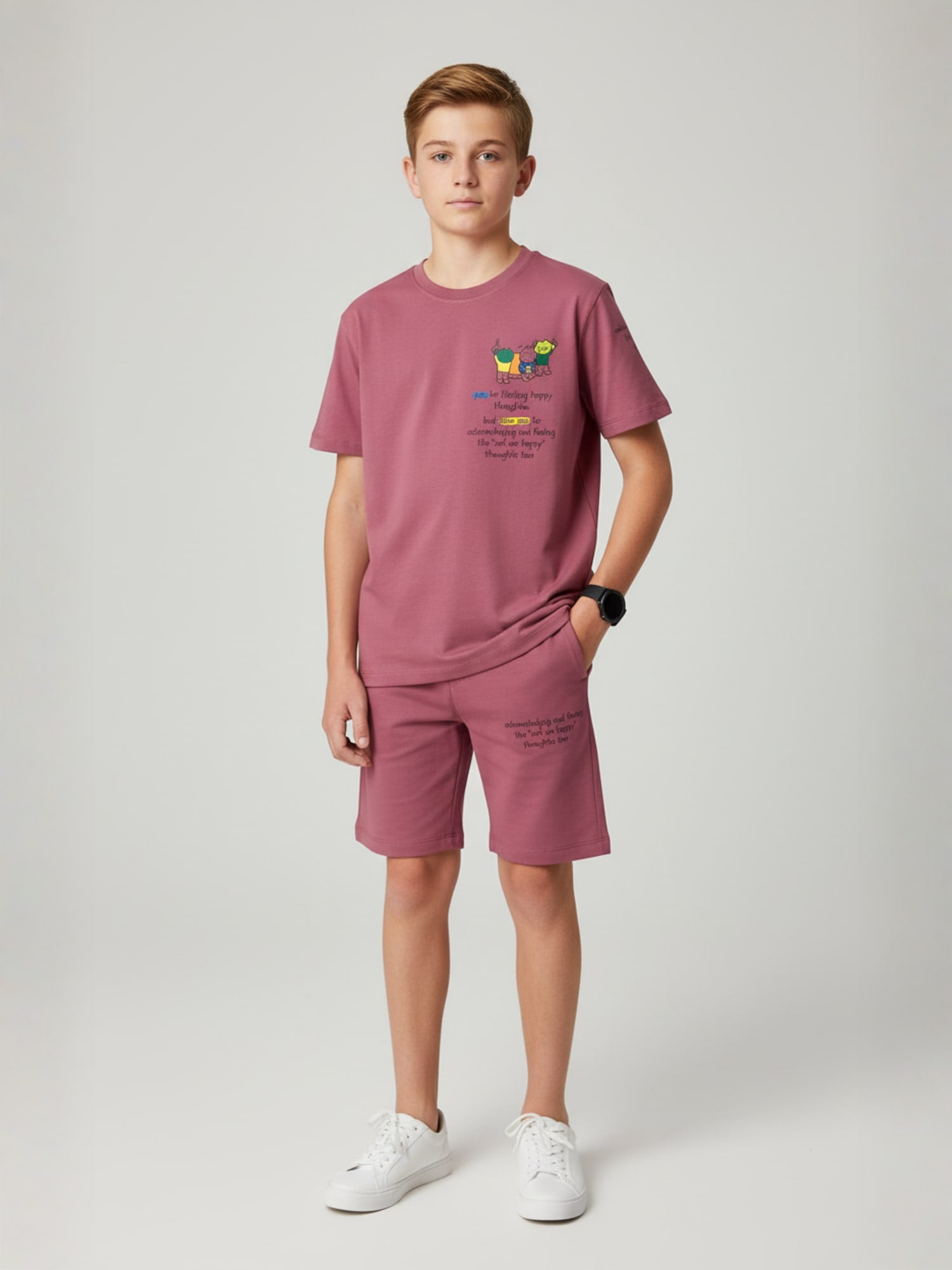 STEEL BLUE YOUTH TREND SHORTS CO-ORD SET