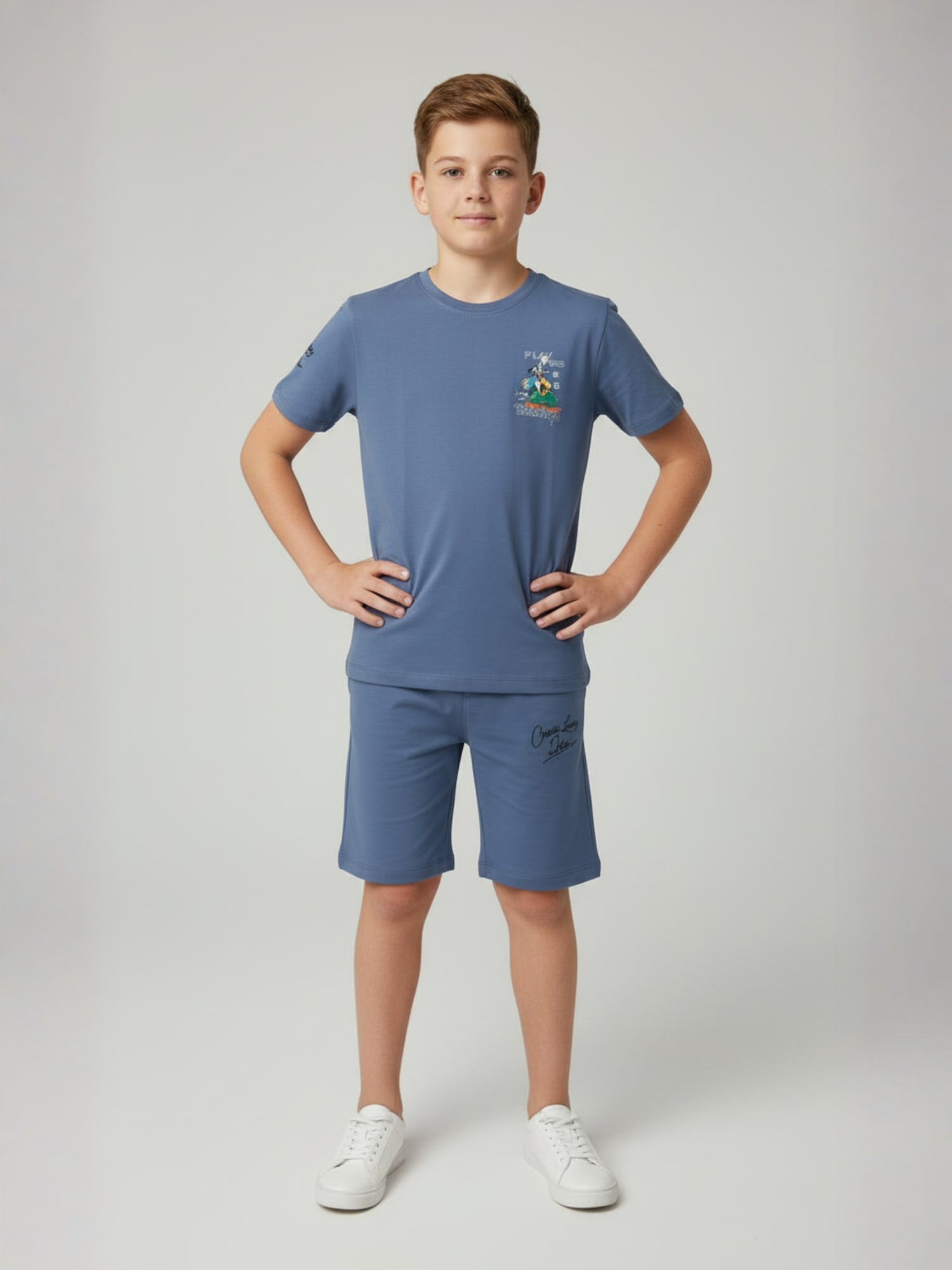STONE GREEN YOUTH TREND SHORTS CO-ORD SET