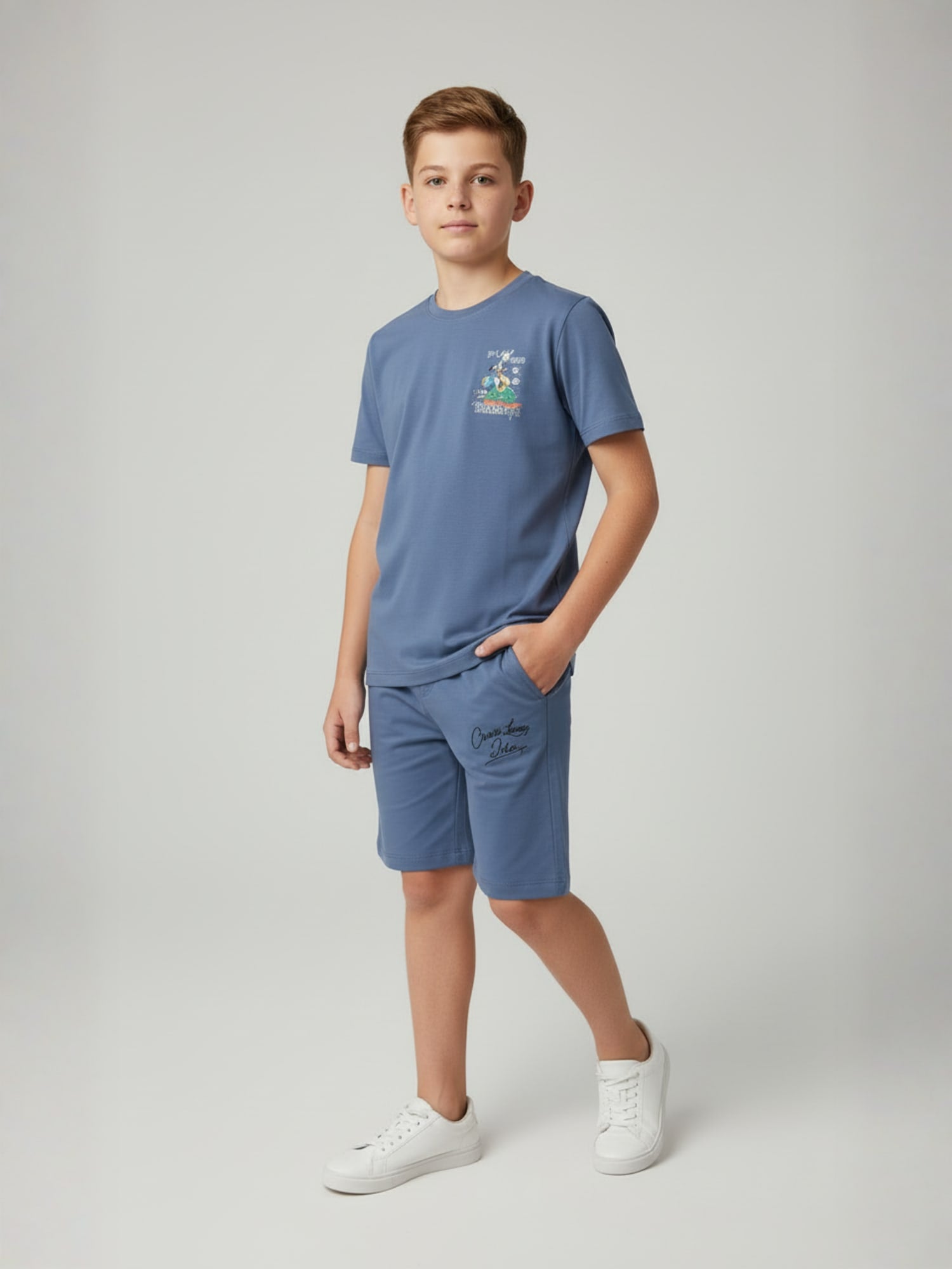 STONE GREEN YOUTH TREND SHORTS CO-ORD SET