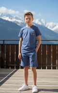STONE GREEN YOUTH TREND SHORTS CO-ORD SET