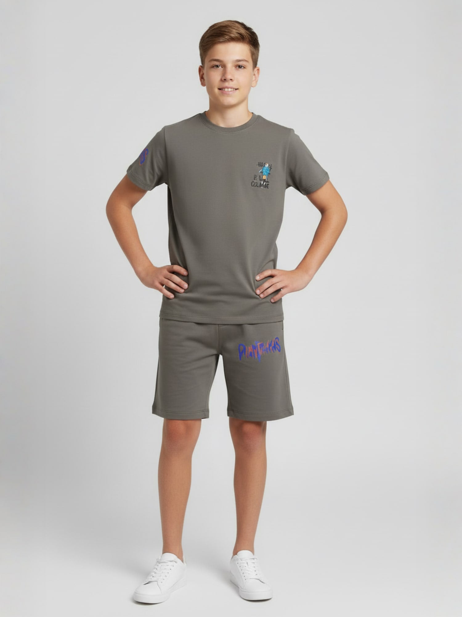 GREY YOUTH TREND SHORTS CO-ORD SET