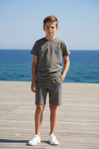 GREY YOUTH TREND SHORTS CO-ORD SET