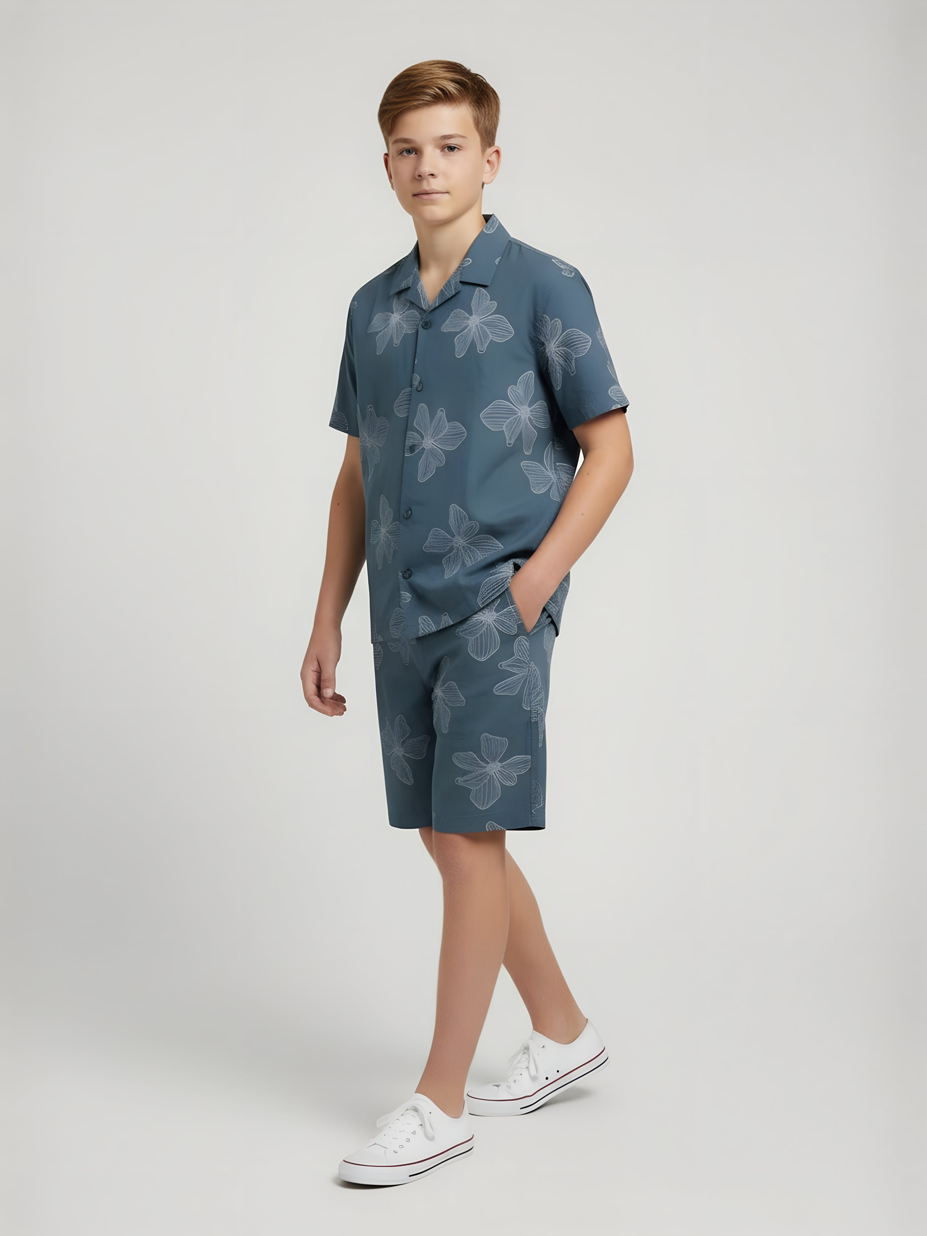 ASSORTED PRINTS COTTON SHORTS & CUBIC COLLAR CO-ORD SET