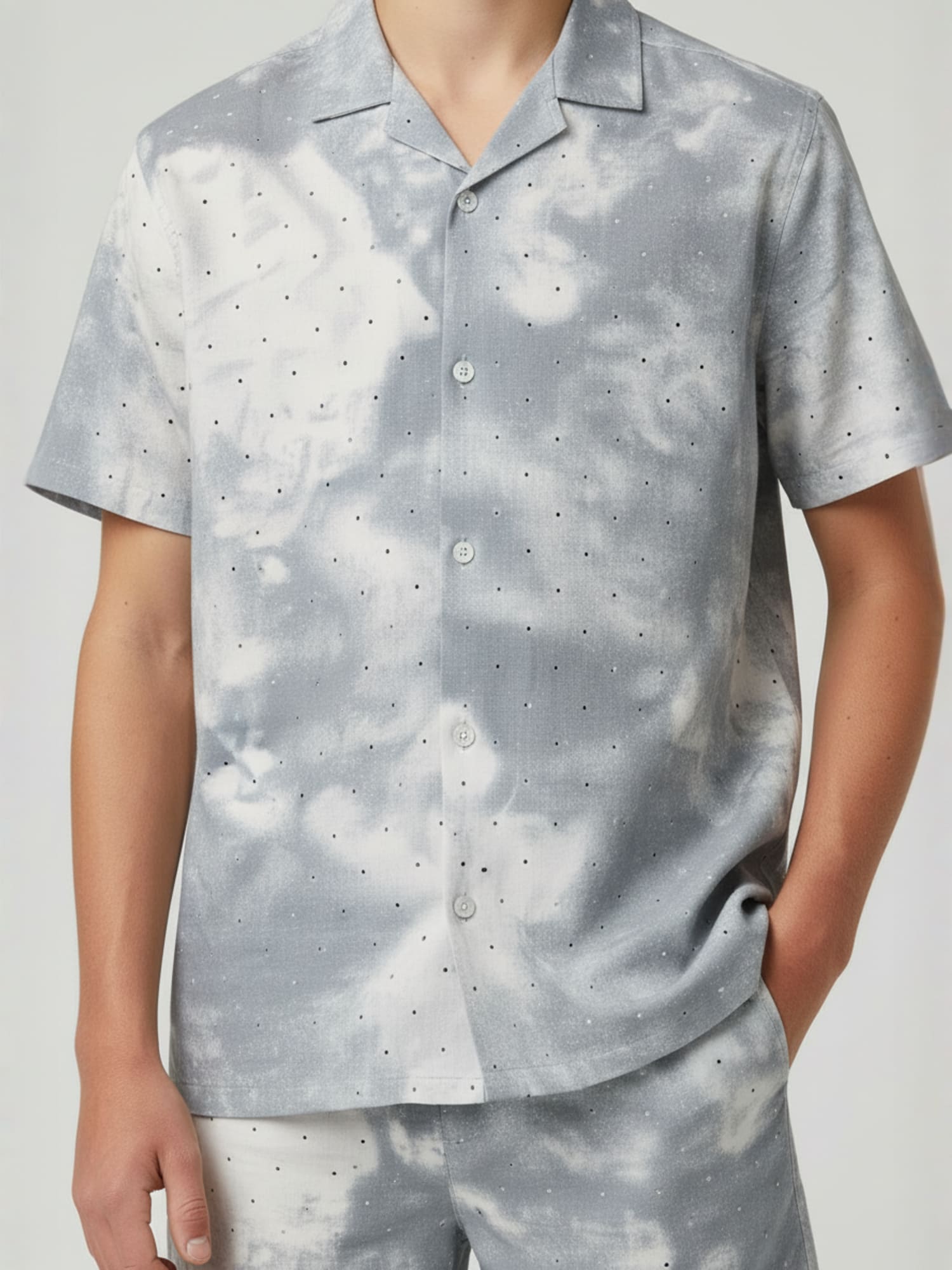 ASSORTED PRINTS COTTON SHORTS & CUBIC COLLAR CO-ORD SET
