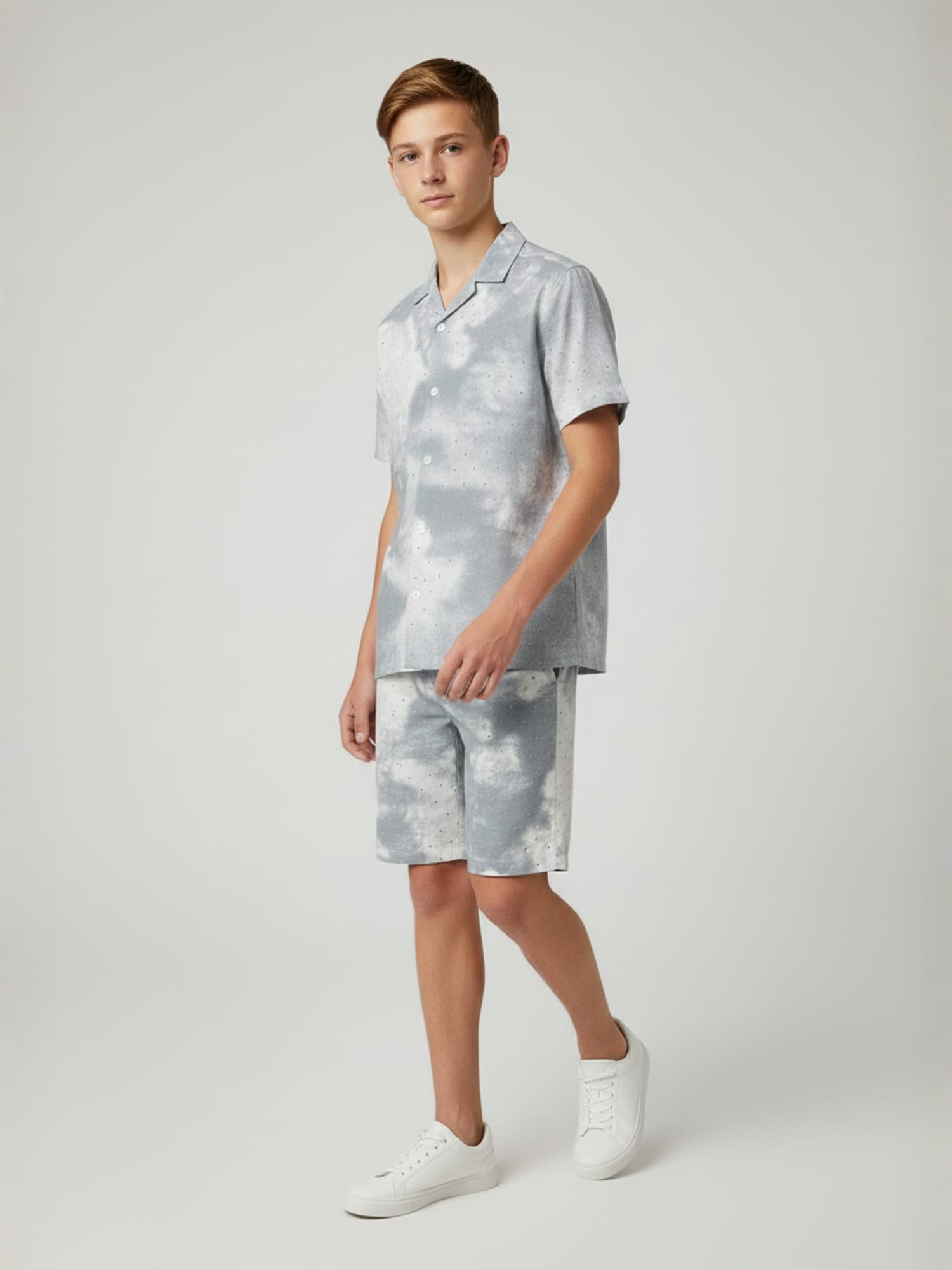 ASSORTED PRINTS COTTON SHORTS & CUBIC COLLAR CO-ORD SET