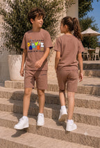 BEIGE URBAN CHILL SHORTS CO-ORDS SET