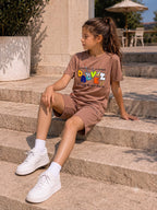 BEIGE URBAN CHILL SHORTS CO-ORDS SET